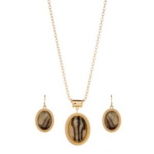 NIB Pendant Drop Earrings and Necklace Set